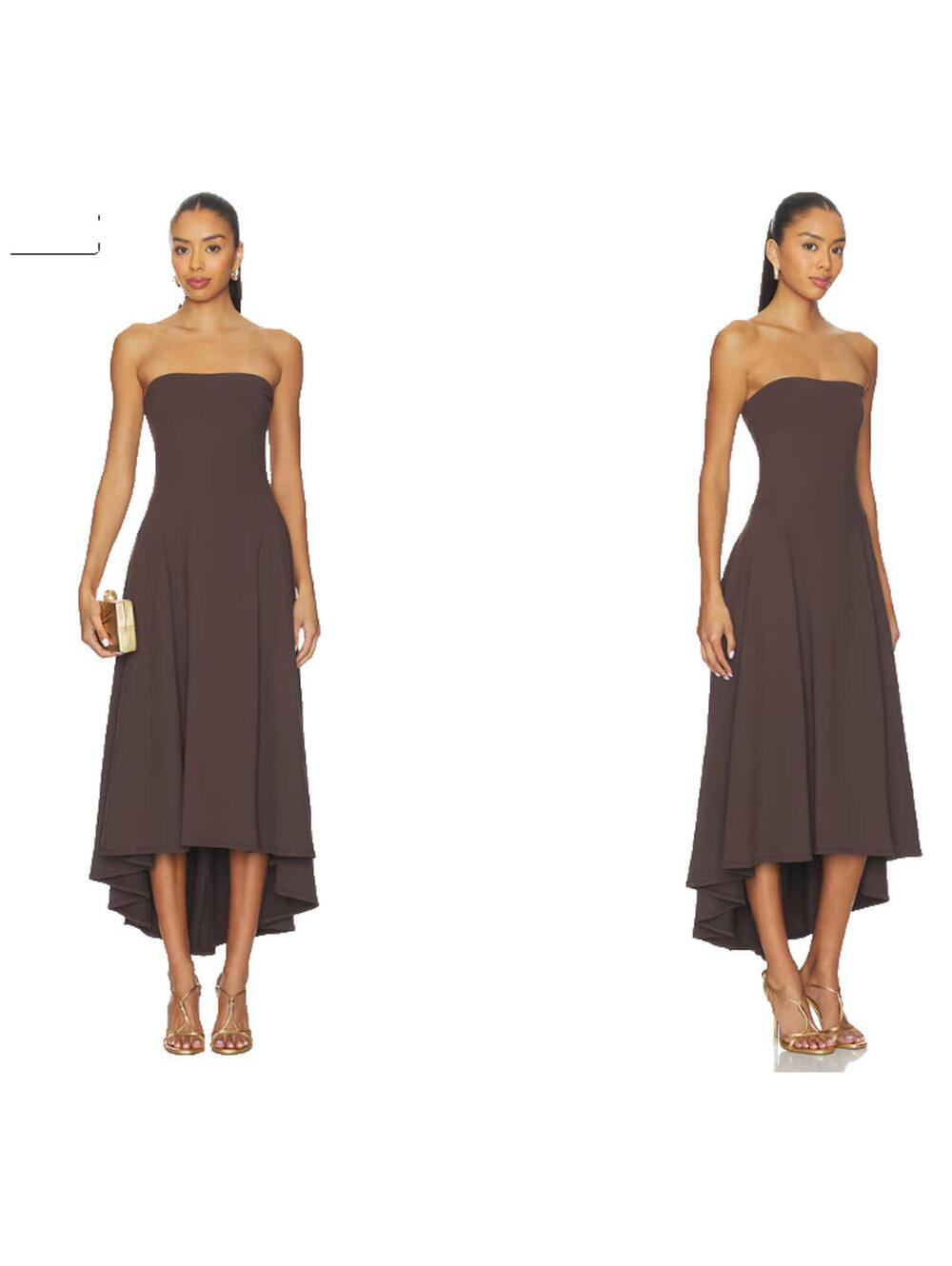 Susana Monaco IRREGULAR DRESS brown strapless high low hem size XS NWT $228msrp